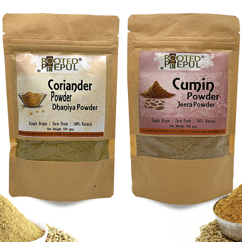Rooted Peepul Jeera Dhaniya Powder Combo Cumin Powder and Coriander Powder
